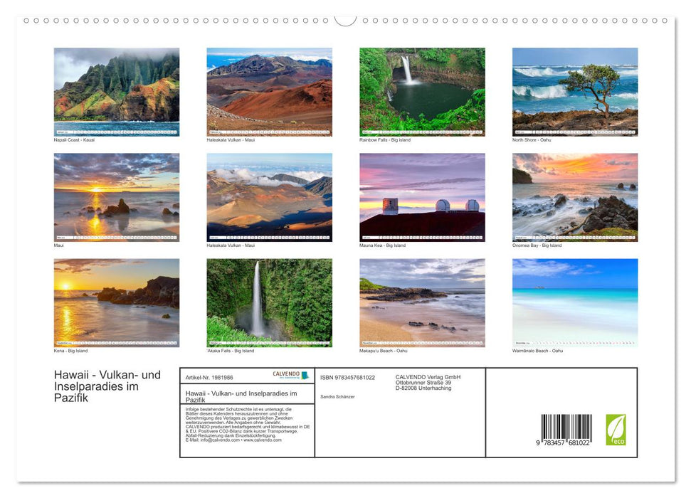 Hawaii - Vulkan- und Inselparadies im Pazifik (CALVENDO Premium Wandkalender 2026)