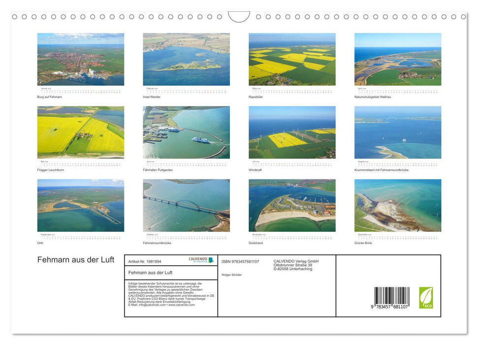 Fehmarn aus der Luft (CALVENDO Wandkalender 2026)