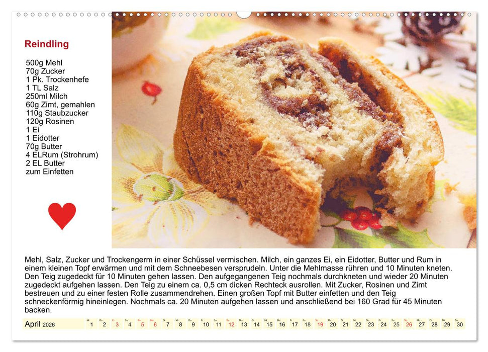 Delikates Österreich. Küchenkalender mit den klassischen Süßspeisen (CALVENDO Premium Wandkalender 2026)
