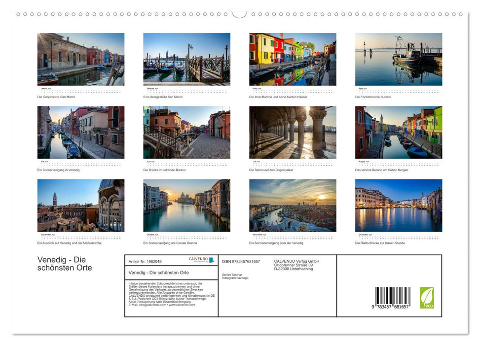 Venedig - Die schönsten Orte (CALVENDO Premium Wandkalender 2026)