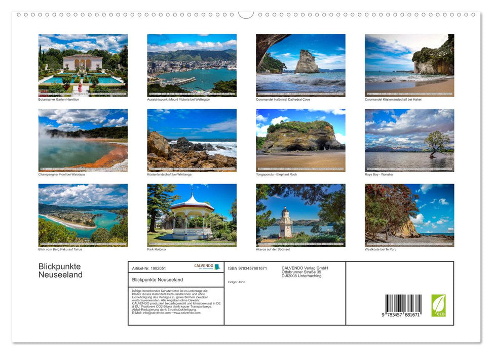 Blickpunkte Neuseeland (CALVENDO Premium Wandkalender 2026)