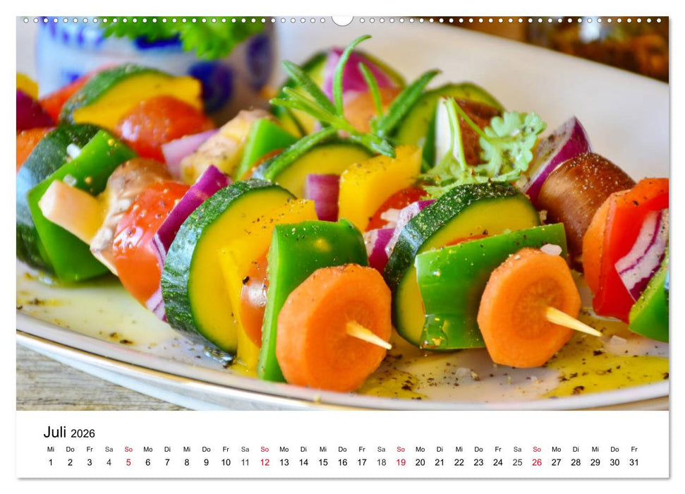 Vegane Gerichte. Abwechslungsreich, kreativ und köstlich (CALVENDO Premium Wandkalender 2026)