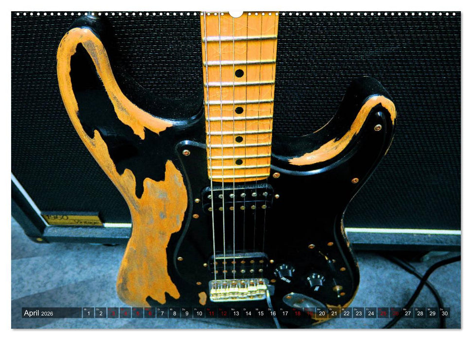 Vintage Gitarren in Szene gesetzt (CALVENDO Premium Wandkalender 2026)