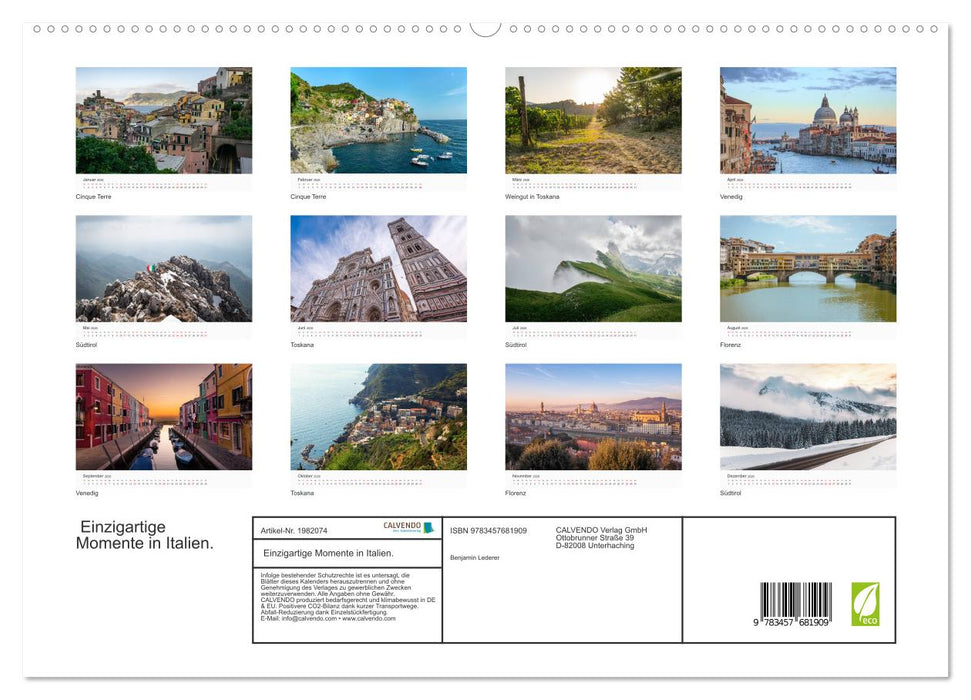 Einzigartige Momente in Italien. (CALVENDO Premium Wandkalender 2026)