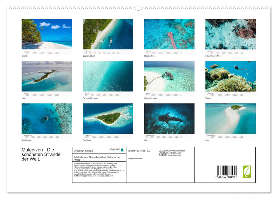 Malediven - Die schönsten Strände der Welt. (CALVENDO Premium Wandkalender 2026)