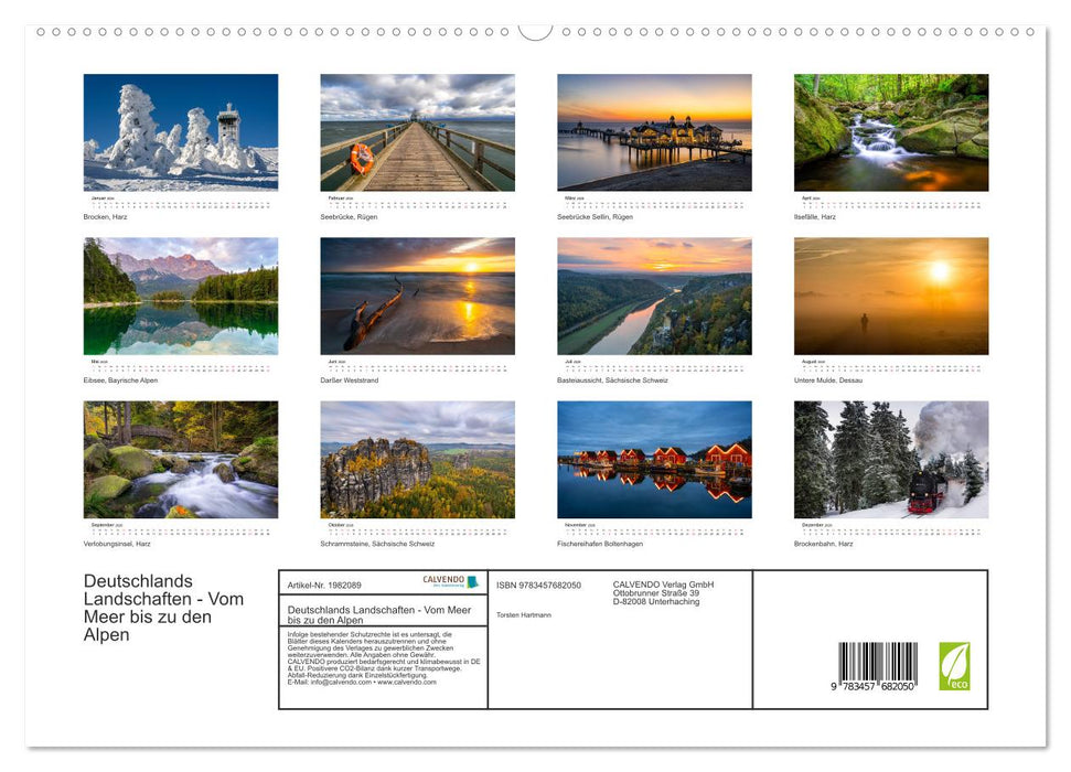 Deutschlands Landschaften - Vom Meer bis zu den Alpen (CALVENDO Premium Wandkalender 2026)