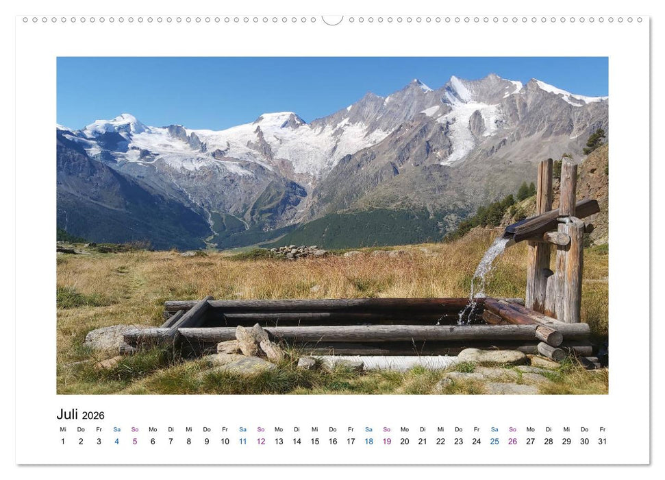 Perlen im Saastal Wallis Schweiz (CALVENDO Premium Wandkalender 2026)