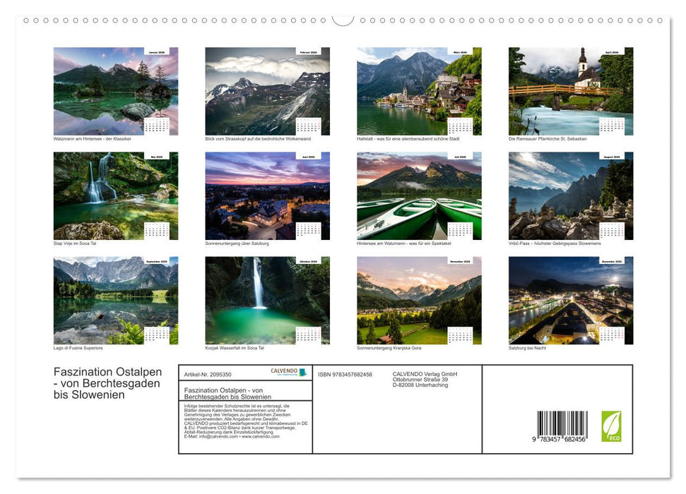 Faszination Ostalpen - von Berchtesgaden bis Slowenien (CALVENDO Premium Wandkalender 2026)