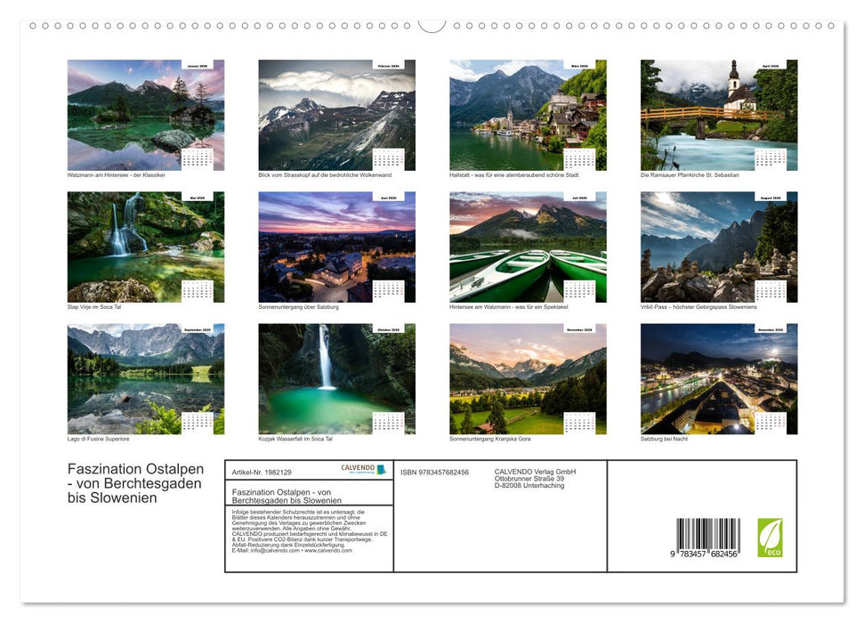 Faszination Ostalpen - von Berchtesgaden bis Slowenien (CALVENDO Premium Wandkalender 2026)