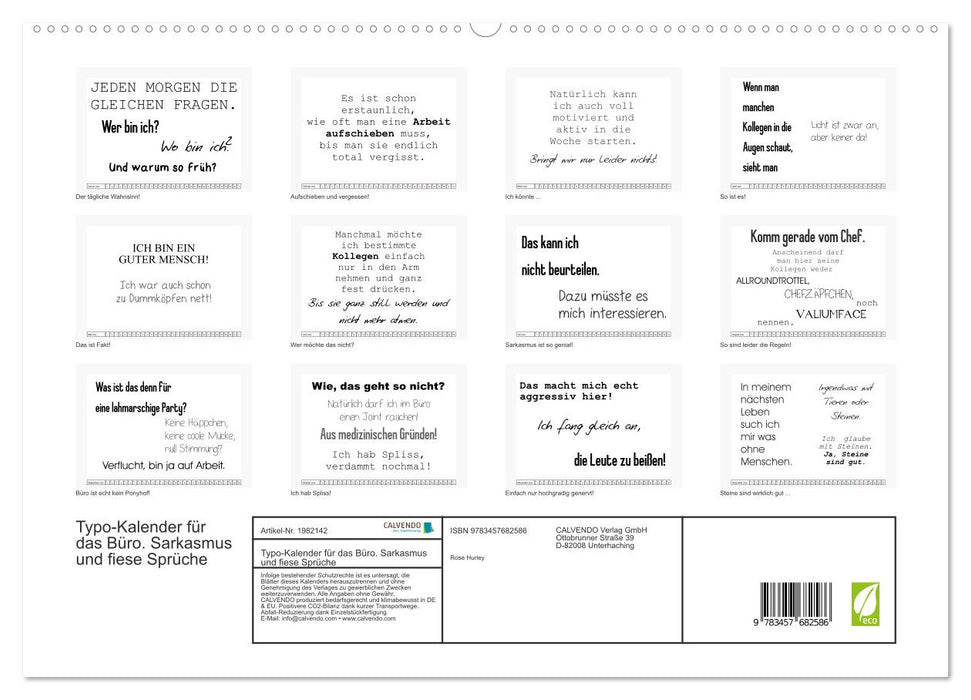 Typo-Kalender für das Büro. Sarkasmus und fiese Sprüche (CALVENDO Premium Wandkalender 2026)