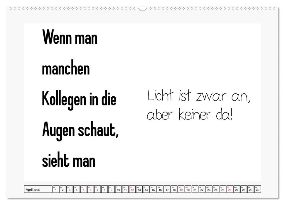 Typo-Kalender für das Büro. Sarkasmus und fiese Sprüche (CALVENDO Premium Wandkalender 2026)