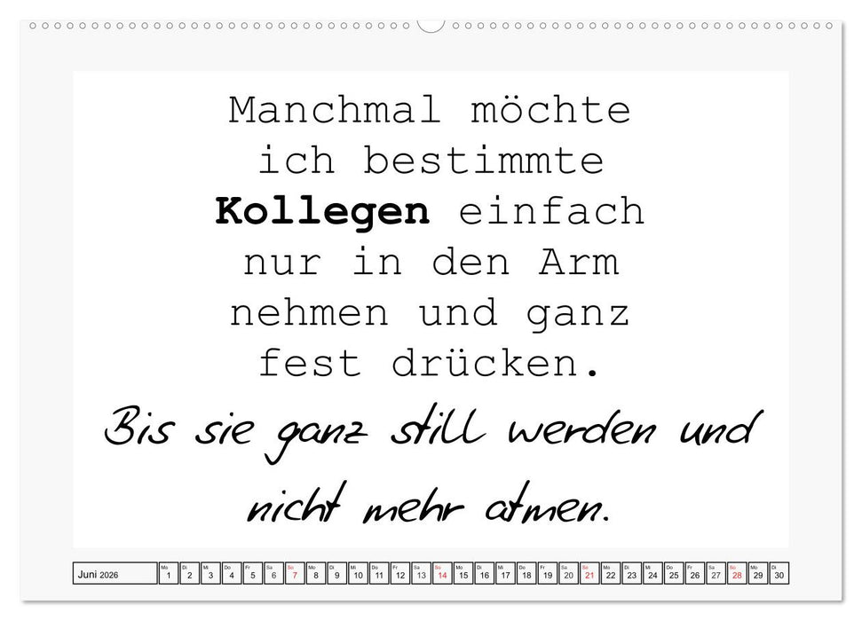 Typo-Kalender für das Büro. Sarkasmus und fiese Sprüche (CALVENDO Premium Wandkalender 2026)