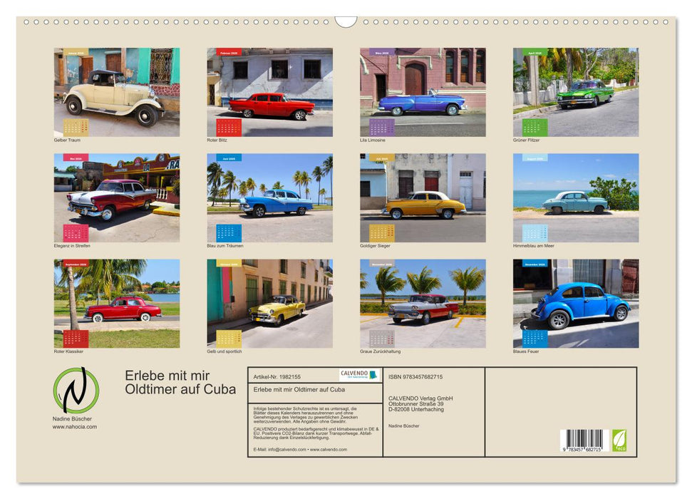Erlebe mit mir Oldtimer auf Cuba (CALVENDO Wandkalender 2026)
