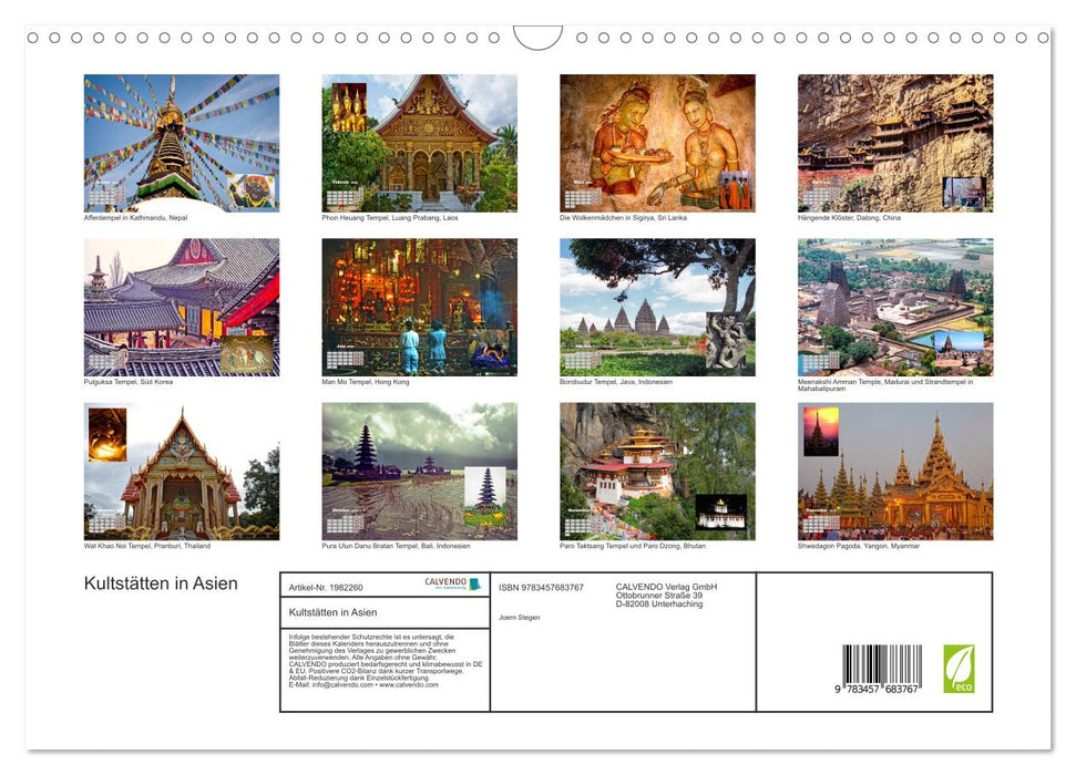 Kultstätten in Asien (CALVENDO Wandkalender 2026)