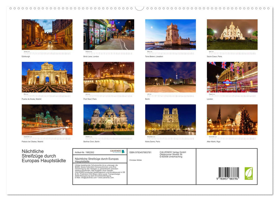 Nächtliche Streifzüge durch Europas Hauptstädte (CALVENDO Premium Wandkalender 2026)