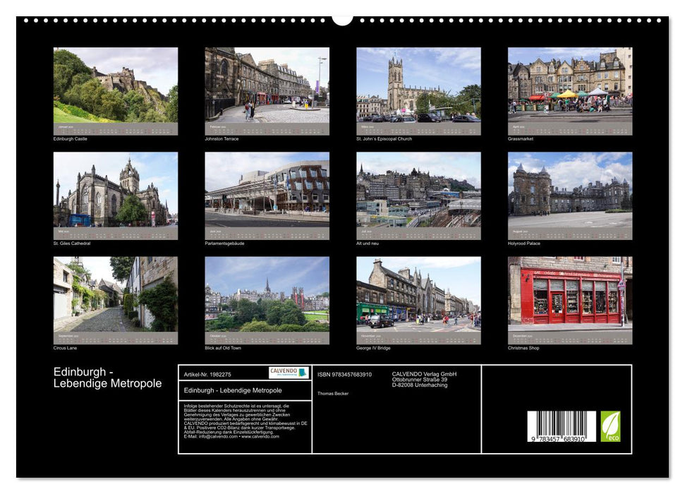 Edinburgh - Lebendige Metropole (CALVENDO Premium Wandkalender 2026)