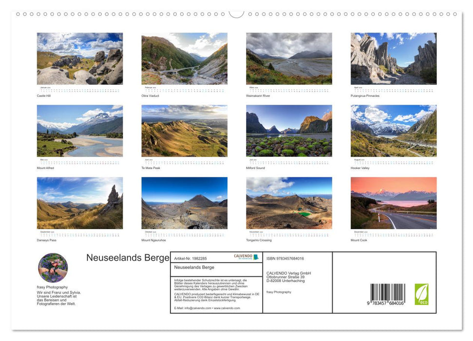Neuseelands Berge (CALVENDO Premium Wandkalender 2026)