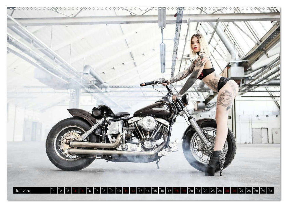 Motorräder & Sexy Girls (CALVENDO Premium Wandkalender 2026)