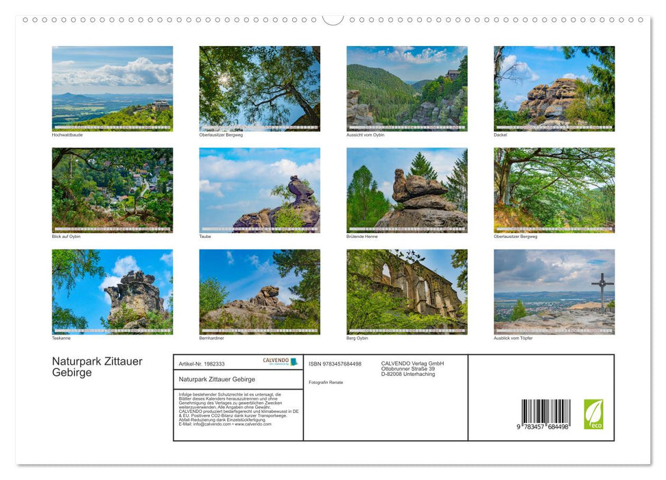 Naturpark Zittauer Gebirge (CALVENDO Premium Wandkalender 2026)