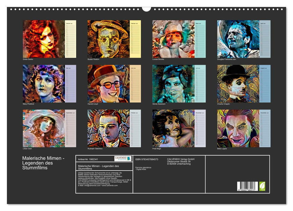 Malerische Mimen - Legenden des Stummfilms (CALVENDO Wandkalender 2026)