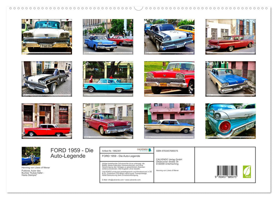 FORD 1959 - Die Auto-Legende (CALVENDO Premium Wandkalender 2026)