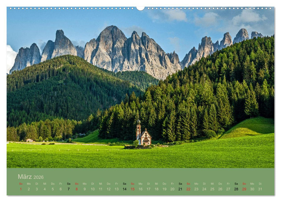 Dolomiten - Bezaubernde Giganten (CALVENDO Premium Wandkalender 2026)