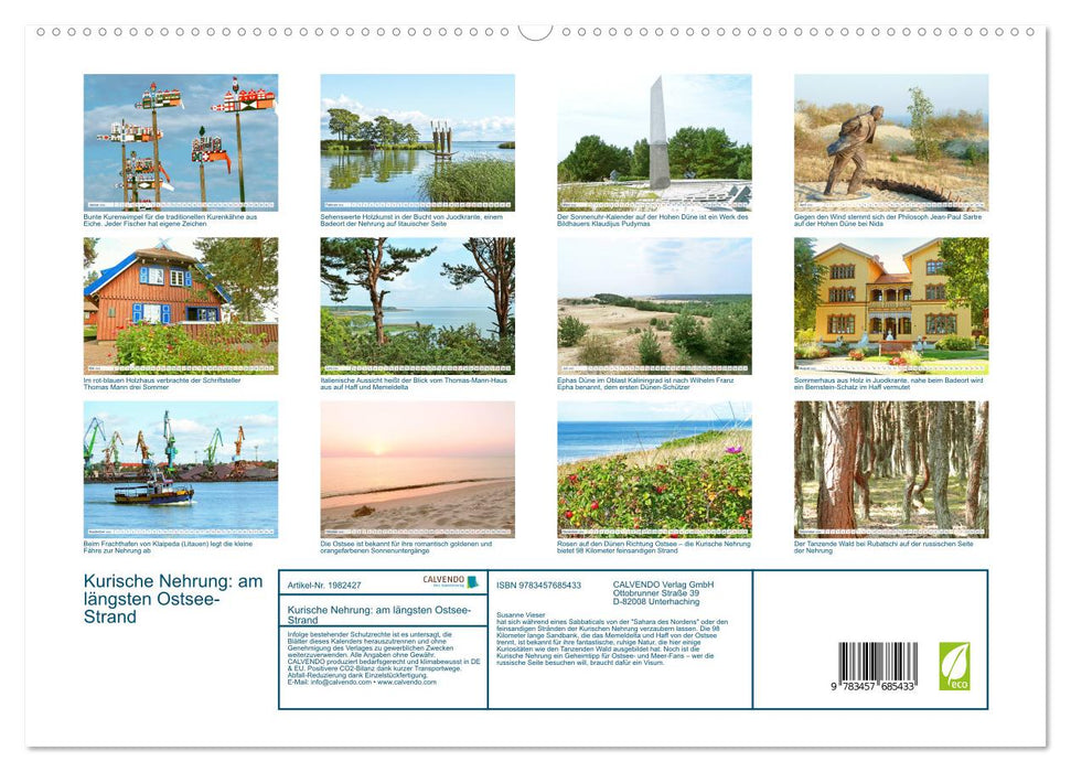 Kurische Nehrung: am längsten Ostsee-Strand (CALVENDO Premium Wandkalender 2026)
