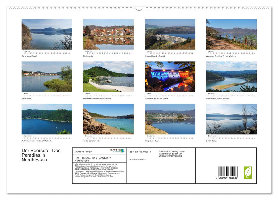 Der Edersee - Das Paradies in Nordhessen (CALVENDO Premium Wandkalender 2026)