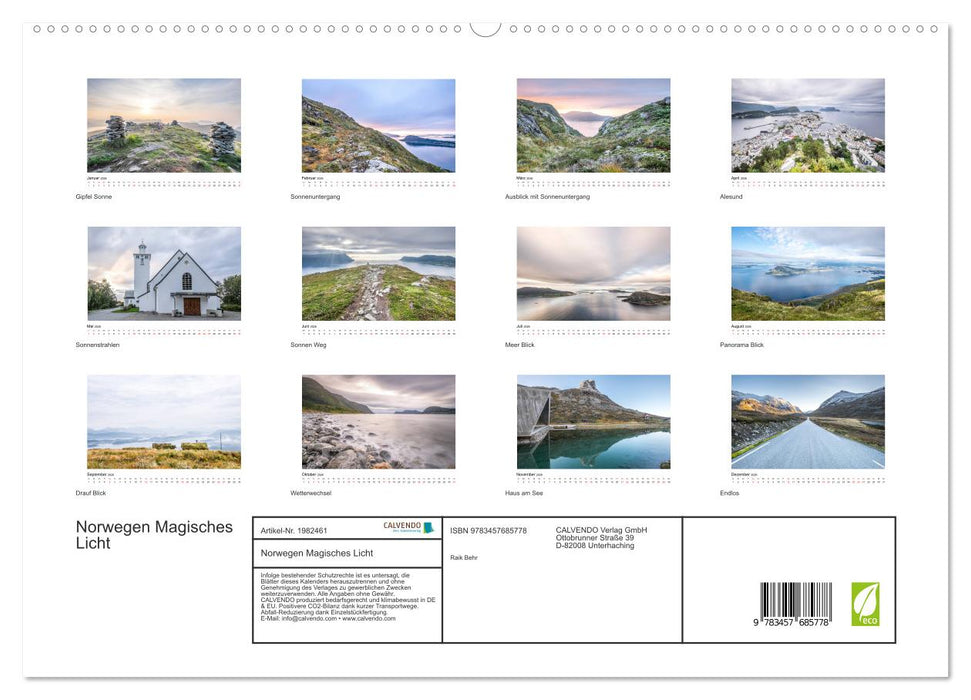 Norwegen Magisches Licht (CALVENDO Premium Wandkalender 2026)