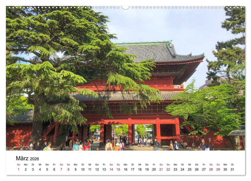 Tokio Kalender mit historischen Tempeln und Schreinen (CALVENDO Premium Wandkalender 2026)
