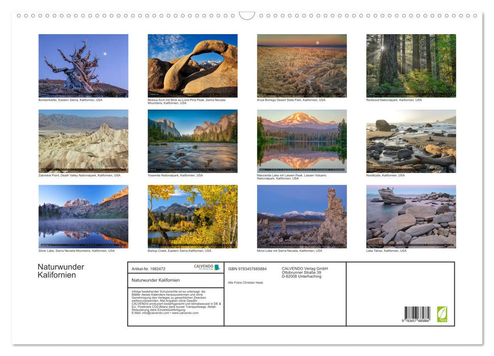 Naturwunder Kalifornien (CALVENDO Wandkalender 2026)