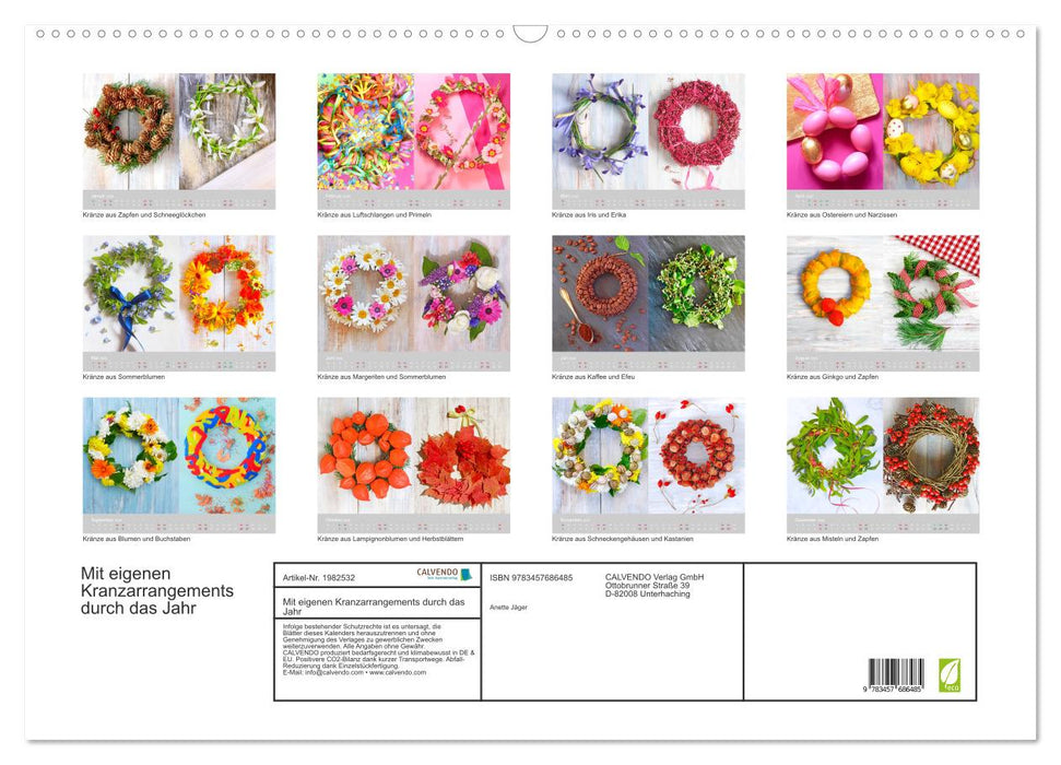 Mit eigenen Kranzarrangements durch das Jahr (CALVENDO Wandkalender 2026)