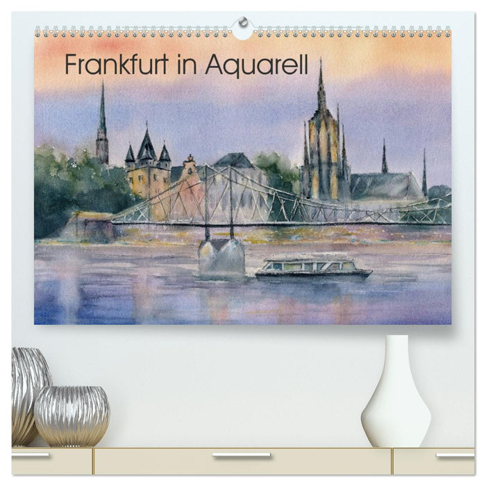 Frankfurt in Aquarell (CALVENDO Premium Wandkalender 2026)