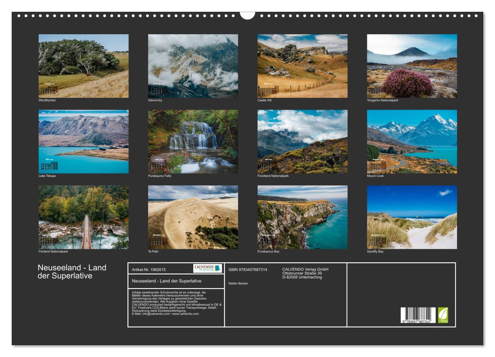 Neuseeland - Land der Superlative (CALVENDO Wandkalender 2026)