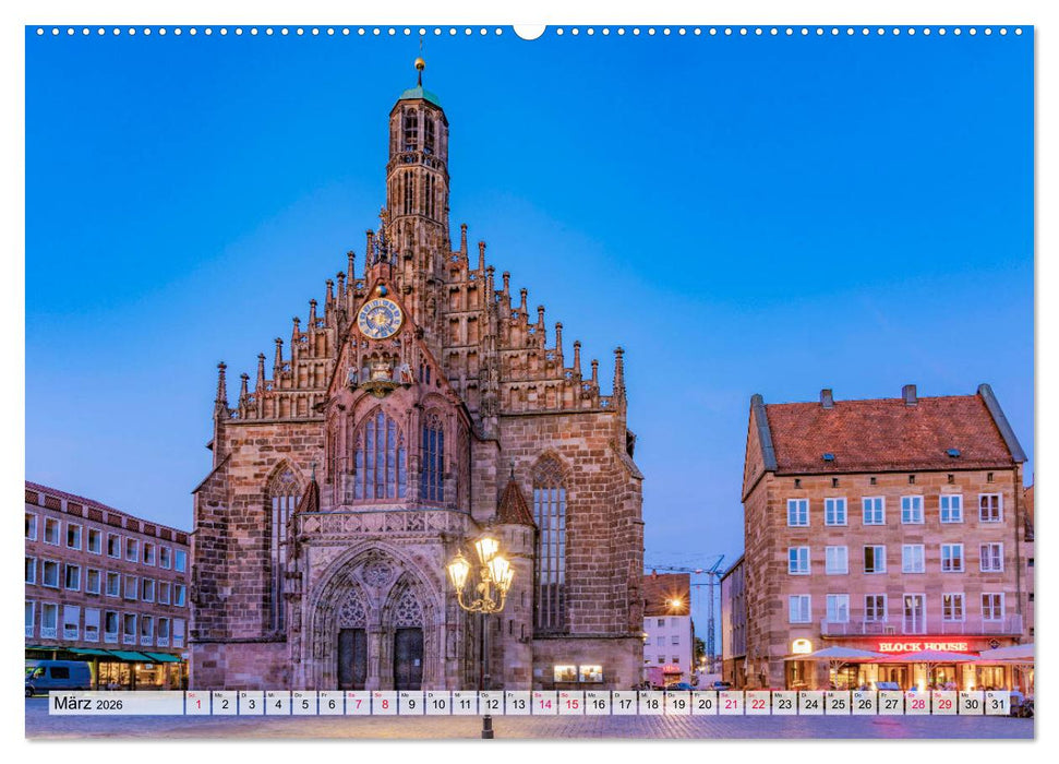 Nürnberg zur Blauen Stunde (CALVENDO Premium Wandkalender 2026)