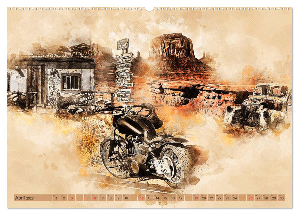 Route 66 - 2451 Meilen Nostalgie (CALVENDO Premium Wandkalender 2026)