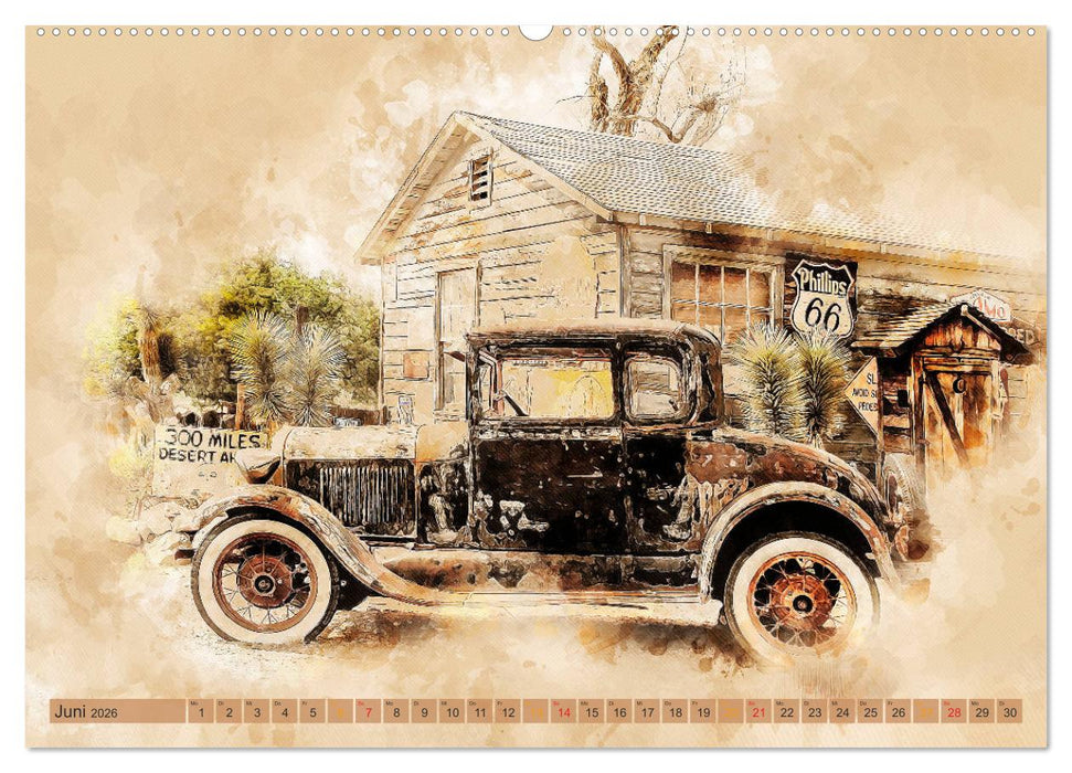 Route 66 - 2451 Meilen Nostalgie (CALVENDO Premium Wandkalender 2026)