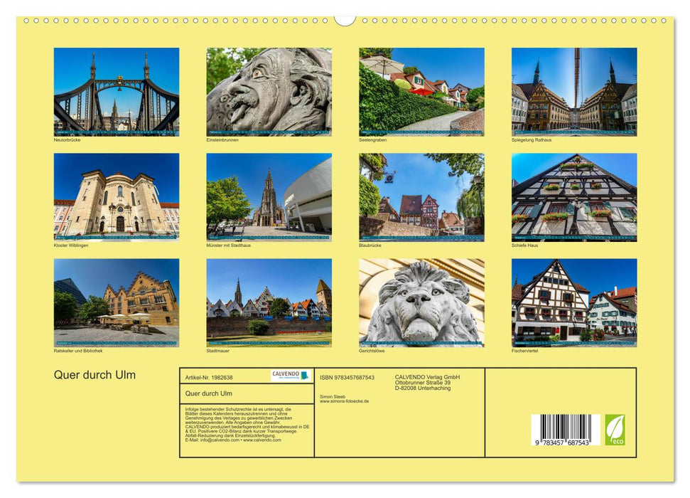 Quer durch Ulm (CALVENDO Premium Wandkalender 2026)