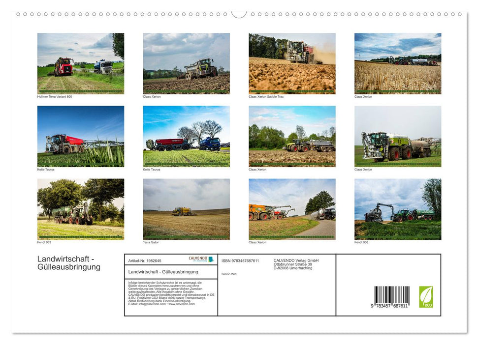 Landwirtschaft - Gülleausbringung (CALVENDO Premium Wandkalender 2026)