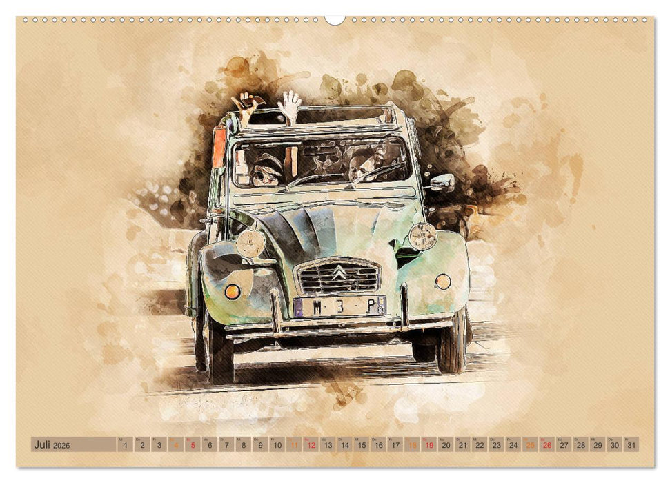 Die Ente, Deux Chevaux, 2CV (CALVENDO Premium Wandkalender 2026)