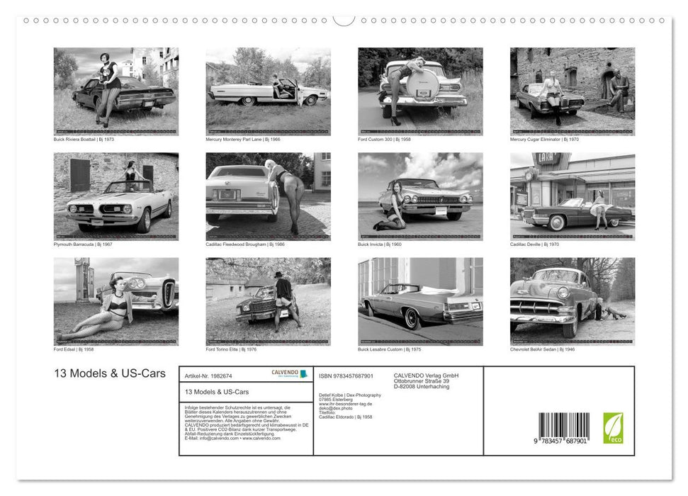 13 Models & US-Cars (CALVENDO Premium Wandkalender 2026)