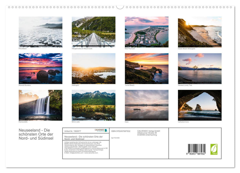 Neuseeland - Die schönsten Orte der Nord- und Südinsel (CALVENDO Premium Wandkalender 2026)