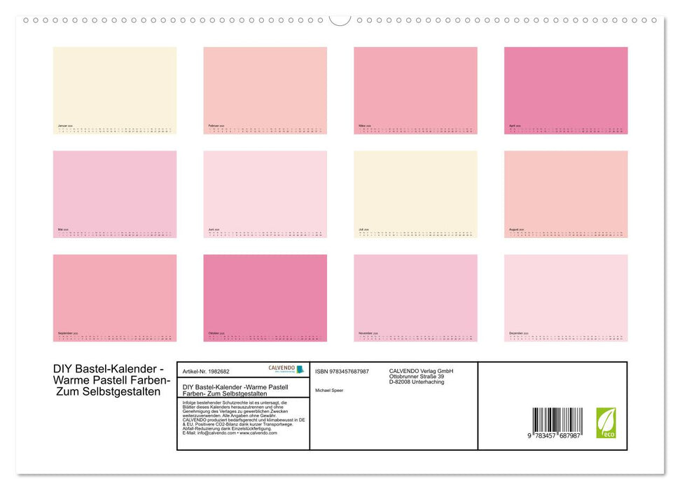 DIY Bastel-Kalender -Warme Pastell Farben- Zum Selbstgestalten (CALVENDO Premium Wandkalender 2026)
