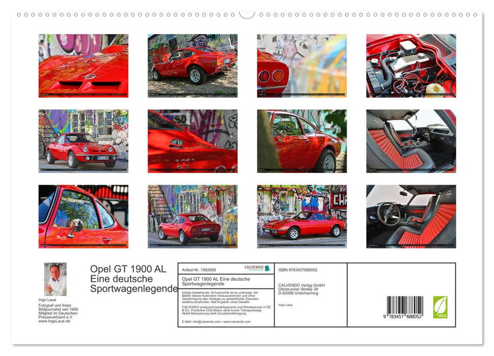 Opel GT 1900 AL Eine deutsche Sportwagenlegende (CALVENDO Premium Wandkalender 2026)
