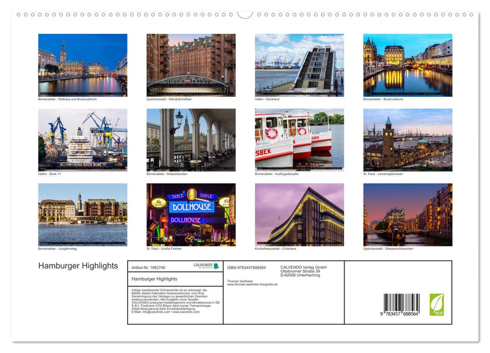 Hamburger Highlights (CALVENDO Premium Wandkalender 2026)