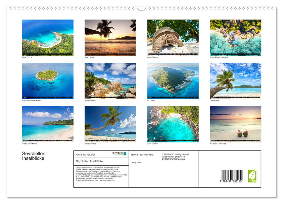 Seychellen Inselblicke (CALVENDO Premium Wandkalender 2026)