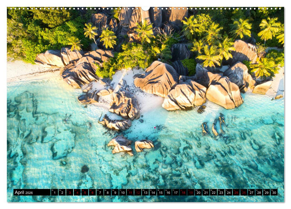 Seychellen Inselblicke (CALVENDO Premium Wandkalender 2026)