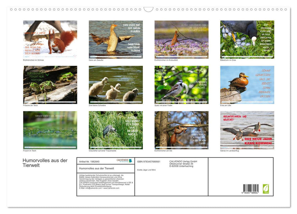 Humorvolles aus der Tierwelt (CALVENDO Wandkalender 2026)