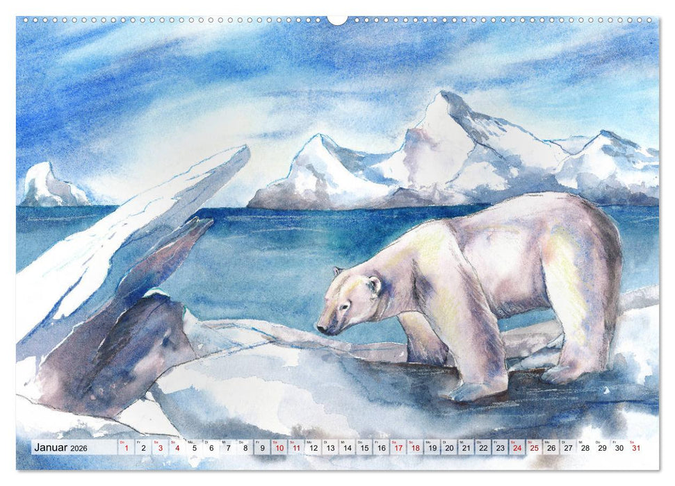 Die Meereswelt in Aquarell (CALVENDO Wandkalender 2026)