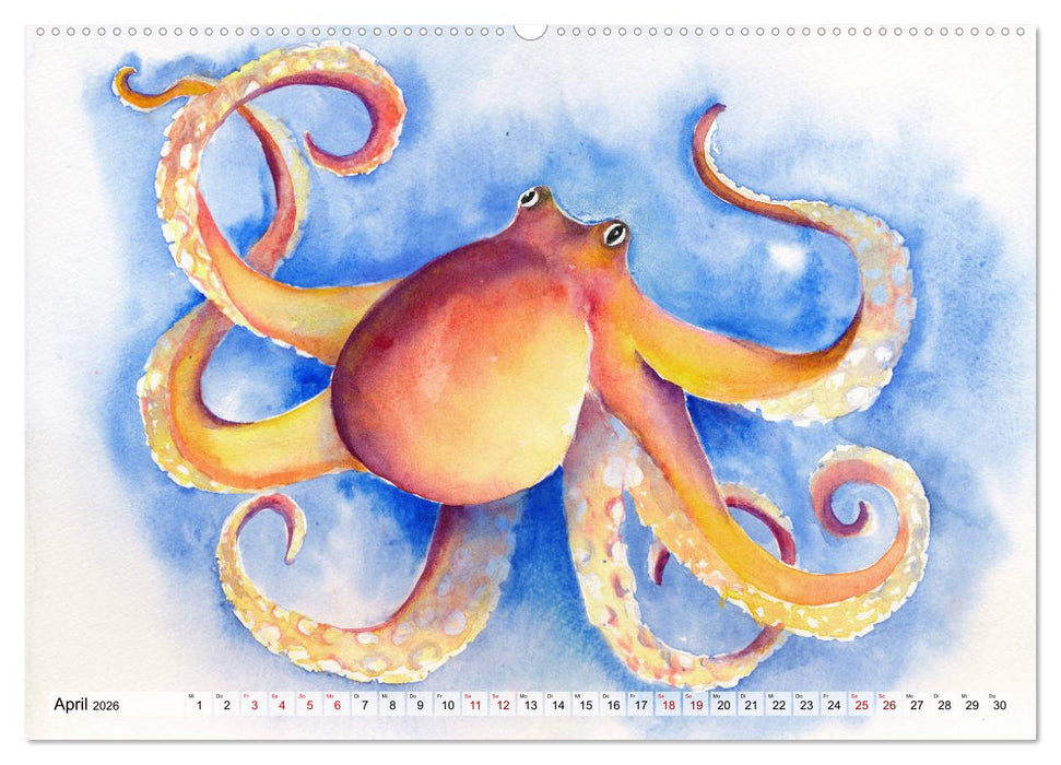 Die Meereswelt in Aquarell (CALVENDO Wandkalender 2026)